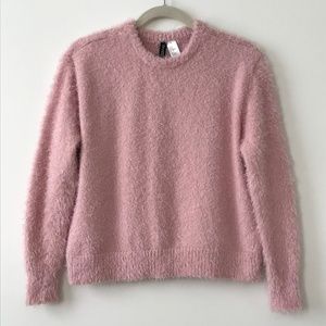 H&M Pink Fuzzy Crew Neck Sweater